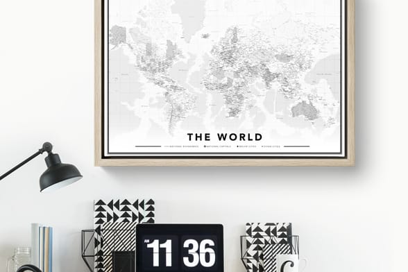 World map on canvas