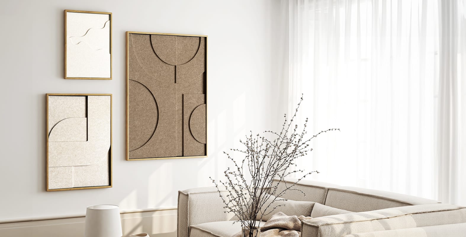 Arte in Feltro. La tendenza del momento: feltro a 3 strati in stile Japandi! Consegnato con una cornice premium GRATUITA!