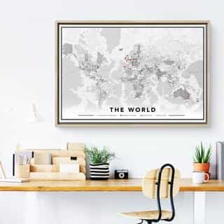 World map on canvas