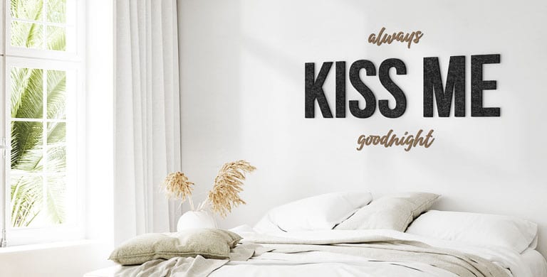 Modern and sound absorbing Felt Letters as wall decoration made from recycled plastic bottles